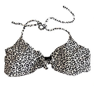 Amuse Society Leopard Print Bikini Bathing Suit Top S